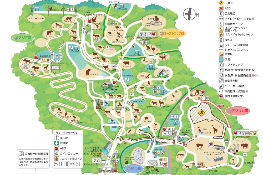 多摩動物公園マップ2021年10月時点